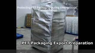 Proceso de embalaje para exportación que protege los envases de PET de calidad alimentaria para entrega global