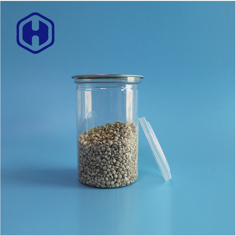 Frutos del mar nueces alimentos seguros transparentes reciclables redondos de PET lata de alimentos con extremo abierto fácil