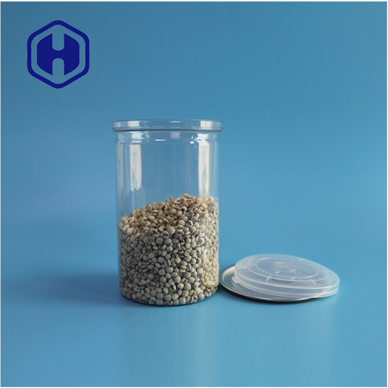 Frutos del mar nueces alimentos seguros transparentes reciclables redondos de PET lata de alimentos con extremo abierto fácil