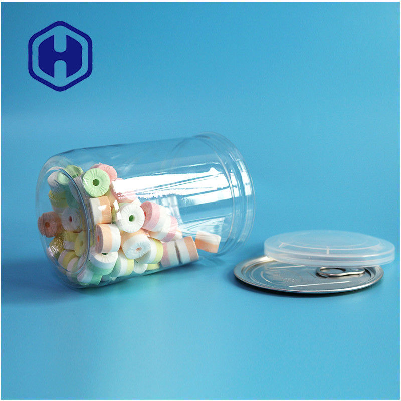 Envase de supermercado de 500 ml 17 oz PET transparente lata de plástico con extremo de aluminio fácilmente abierto