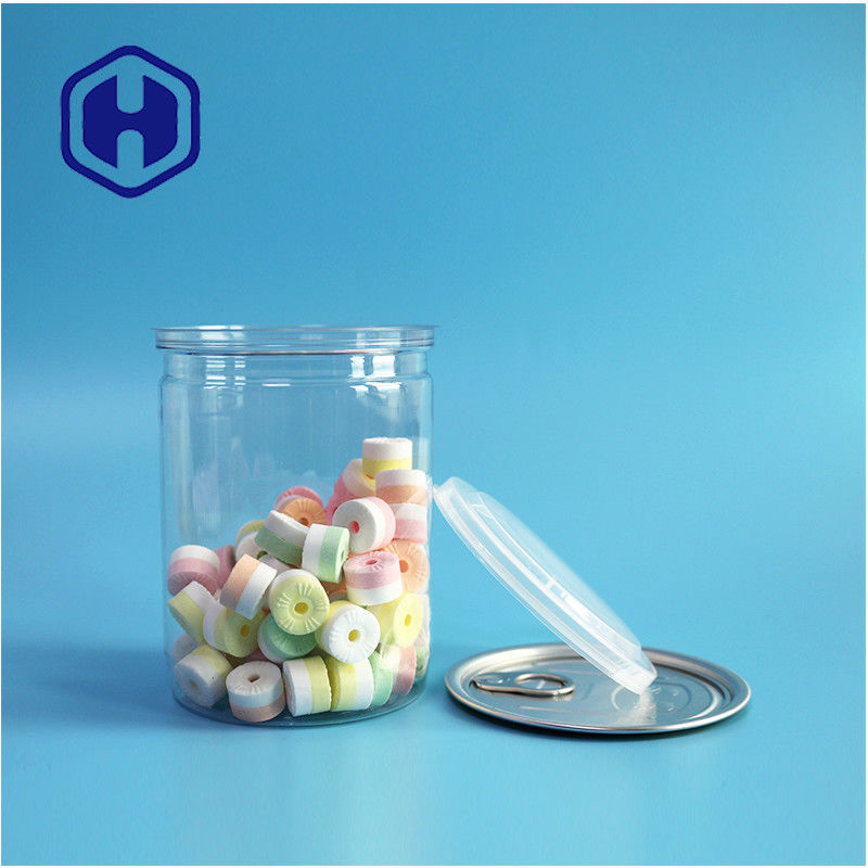 Envase de supermercado de 500 ml 17 oz PET transparente lata de plástico con extremo de aluminio fácilmente abierto