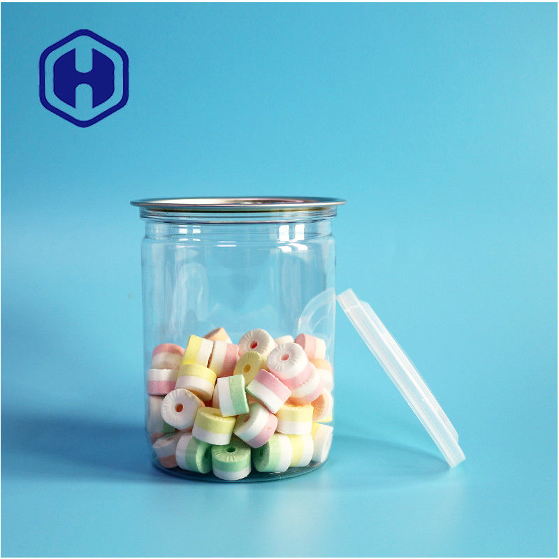 Envase de supermercado de 500 ml 17 oz PET transparente lata de plástico con extremo de aluminio fácilmente abierto