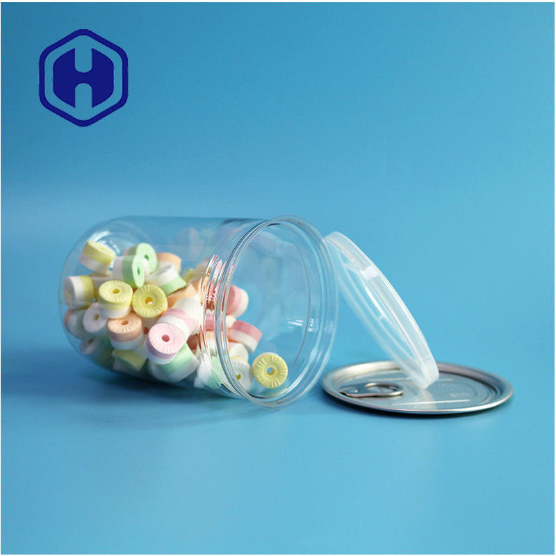 Envase de supermercado de 500 ml 17 oz PET transparente lata de plástico con extremo de aluminio fácilmente abierto