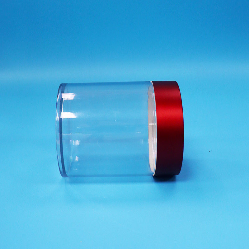 Calidad alimenticia dulces galletas en trozos higos transparentes PET plástico botella redonda tornillo tapa roja