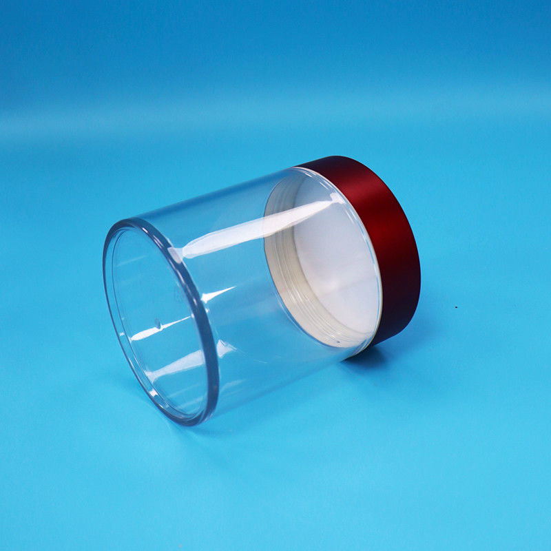 Calidad alimenticia dulces galletas en trozos higos transparentes PET plástico botella redonda tornillo tapa roja