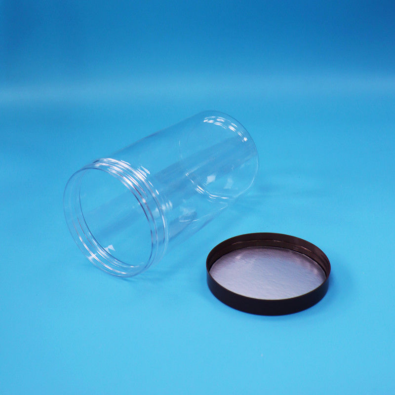 Envases de plástico redondo PET transparente Bocadillos de fruta alimentos dulces frasco normal de tornillo tapa superior
