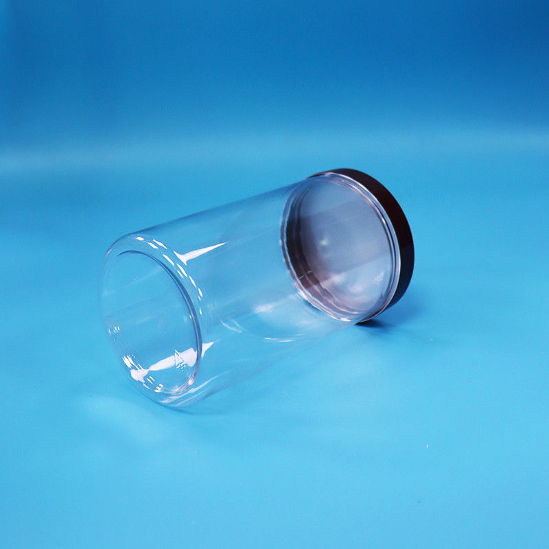Envases de plástico redondo PET transparente Bocadillos de fruta alimentos dulces frasco normal de tornillo tapa superior