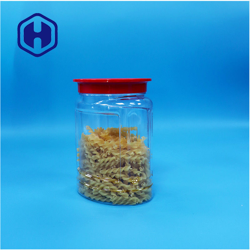 Forma ovalada transparente de plástico nueces dulces galletas de pimienta alimentos para bebés Jar de tornillo tapa superior