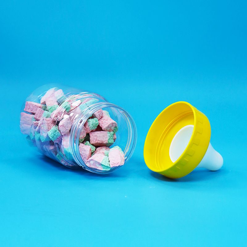 Calidad alimenticia transparente PET plástico cerrado del frasco de tornillo tapa para alimentos dulces galletas