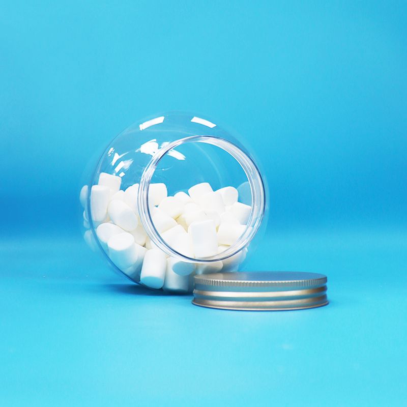 Capa de aluminio con tornillo Plástico PET transparente Caramelos redondos Nueces de comida diaria Jarras ecológicas