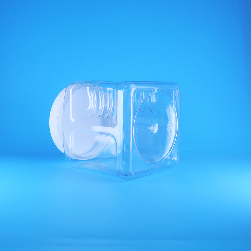 Frascos de agarre de plástico transparente con tapa de rosca PET sin aire cuadrados para frutas dulces, nueces y alimentos para bebés