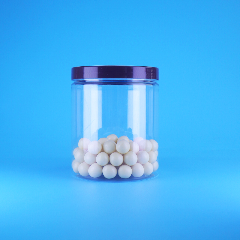 Frascos de plástico PET transparente, altos y redondos, herméticos para alimentos, para alimentos dulces y secos, con tapa plana de rosca