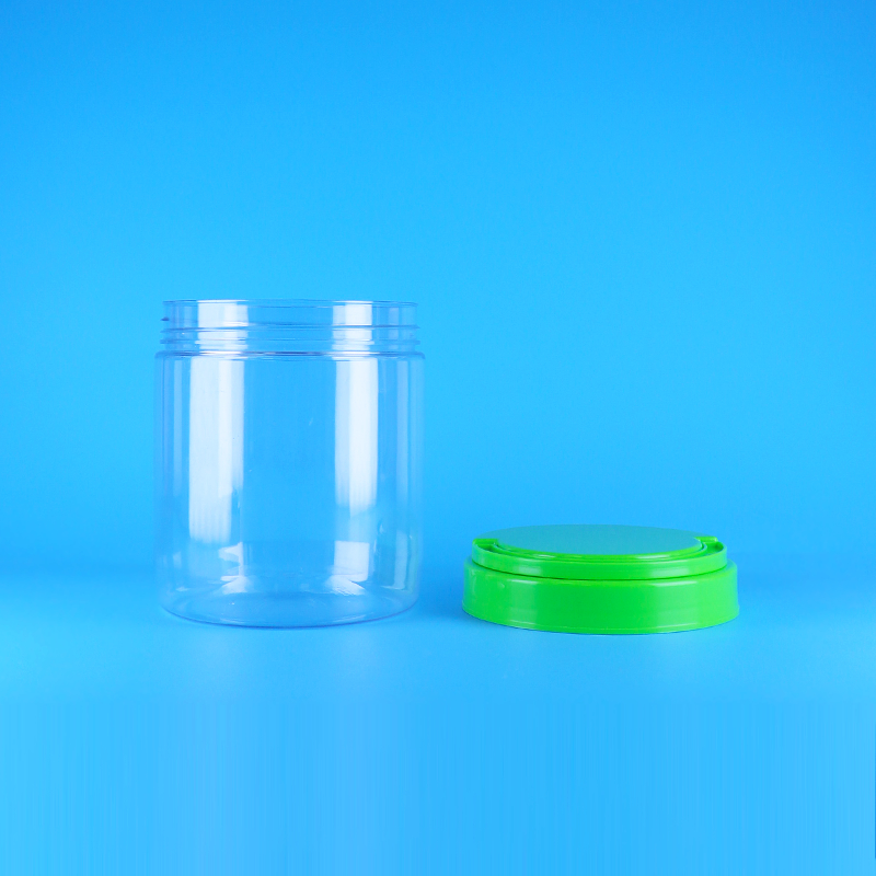 Tarro de mantequilla de maní redondo transparente de plástico PET vacío sellable con tapa de rosca sin BPA