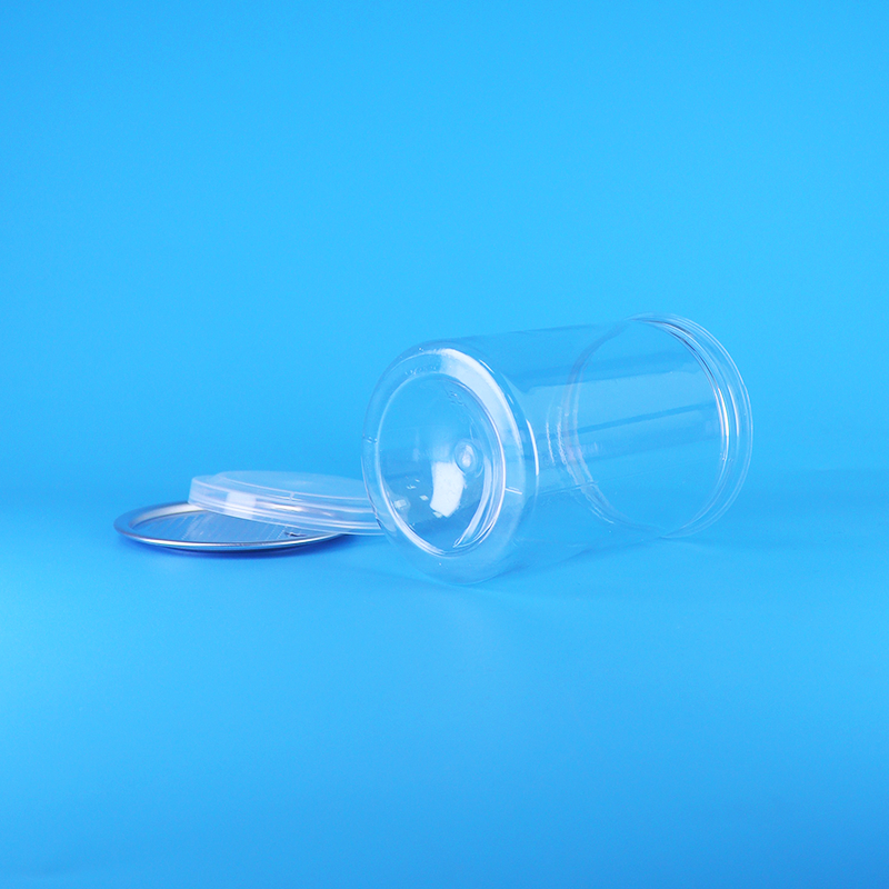 Botes redondos transparentes de plástico PET sin BPA para caramelos, yogur, alimentos para bebés y galletas con tapa de PE