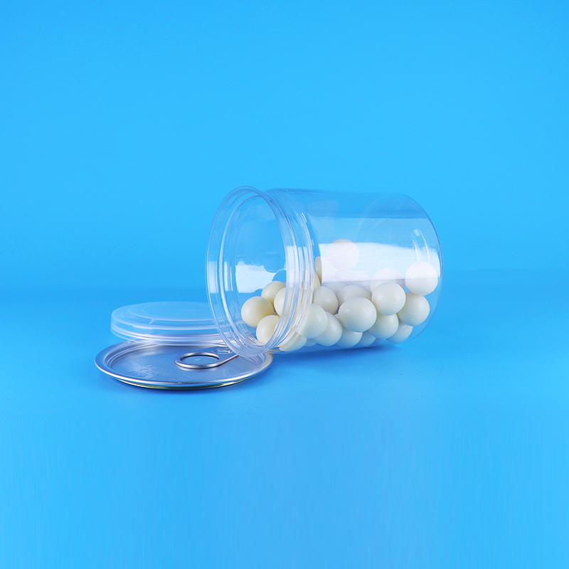 A prueba de fugas fácil tapa abierta clara redonda bocadillo dulces PET latas de plástico embalaje de alimentos