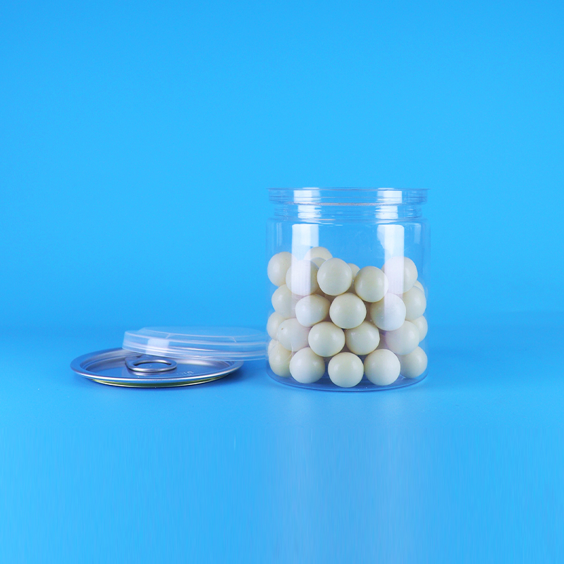 A prueba de fugas fácil tapa abierta clara redonda bocadillo dulces PET latas de plástico embalaje de alimentos