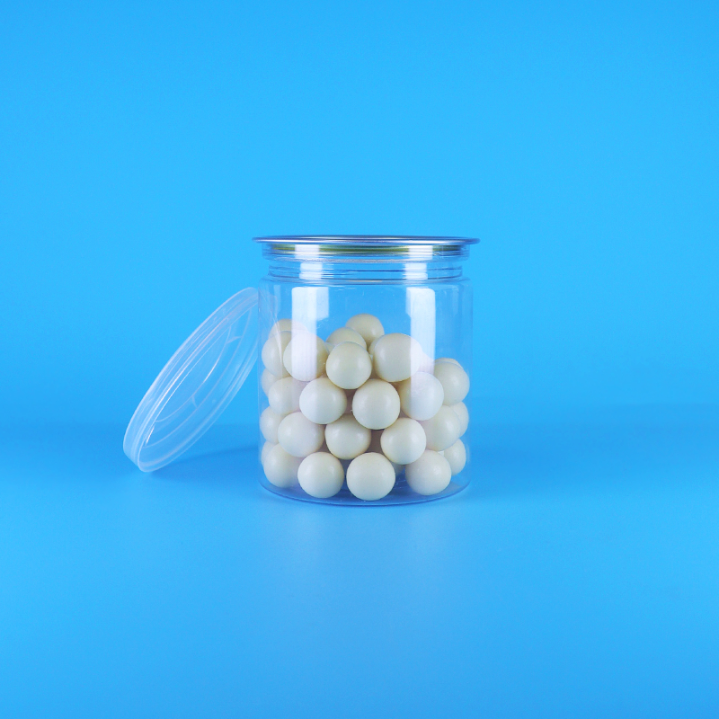 A prueba de fugas fácil tapa abierta clara redonda bocadillo dulces PET latas de plástico embalaje de alimentos