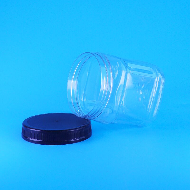 Frascos de almacenamiento de plástico cuadrados transparentes sin aire con tapa de rosca para Skittles, chispas de chocolate, frijoles y piñones