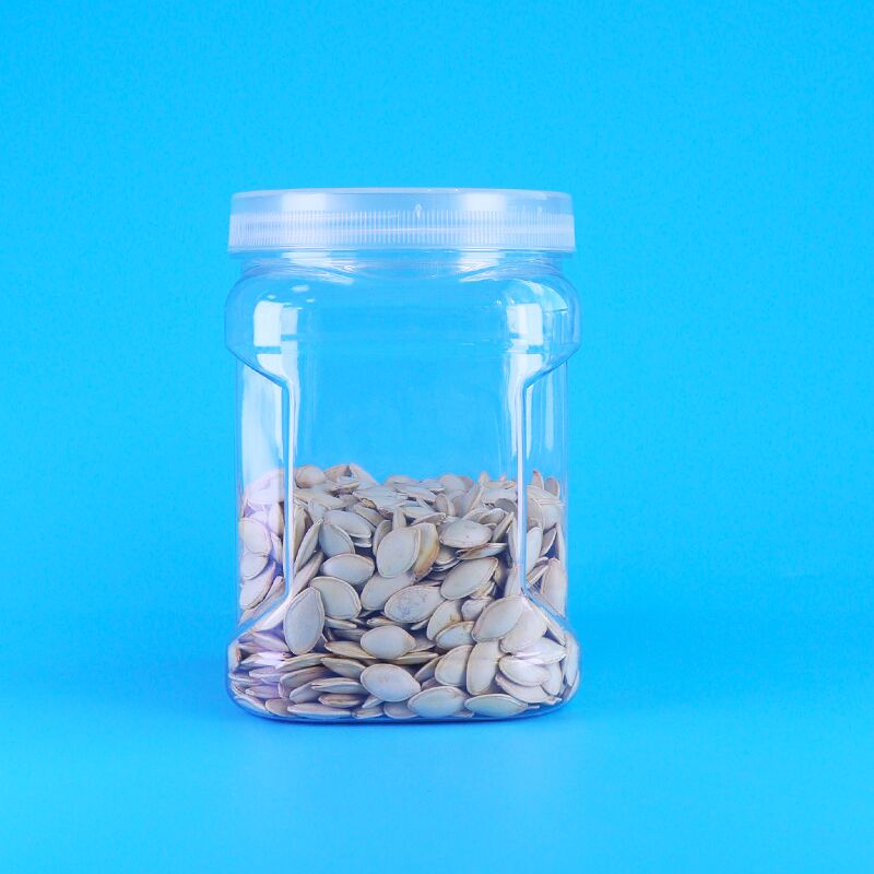 Frascos de plástico con tapas de rosca transparentes y cuadradas de PET para almacenamiento, agarre, arroz negro, trigo, galletas