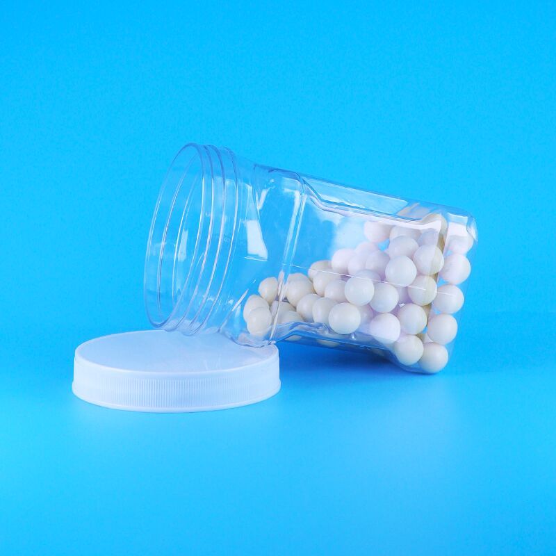 Galletas de relleno de sésamo y harina de maíz con tapas de rosca de plástico transparente PET, agarre cuadrado, sin BPA