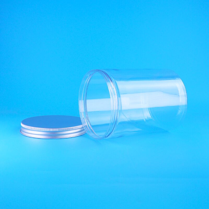 Tarro de boca ancha para palomitas de maíz, dátiles rojos y aceitunas, transparente, PET, grado alimenticio, tapa plana de rosca