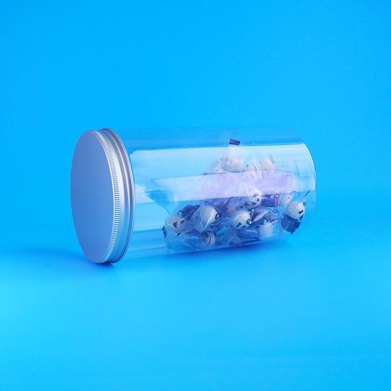 Frutas secas crujientes de grado alimenticio transparente, cacahuetes, galletas de oso, tarros redondos de PET, tapas de rosca