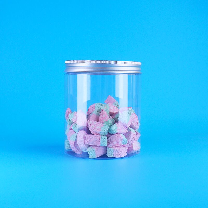 Jarrón redondo de plástico PET transparente Ciruela de dulces de ciruela de frutas gelatina Mung de frijoles Torta de tornillo