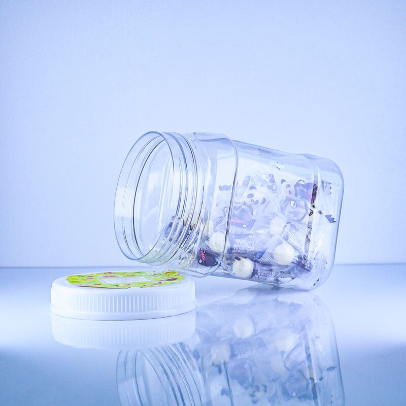 Bien sellado plástico PET forma cuadrada transparente tarro pastel de ñame chino relleno galleta tapa de rosca