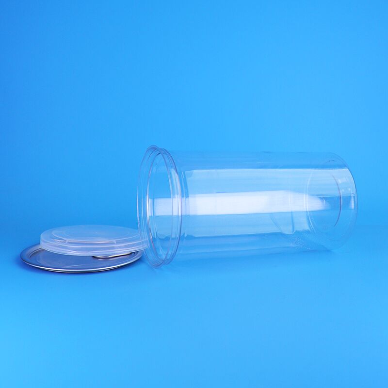 Tarro de plástico PET transparente con sellado hermético, tapas de aluminio de fácil apertura y opciones de diseño personalizadas