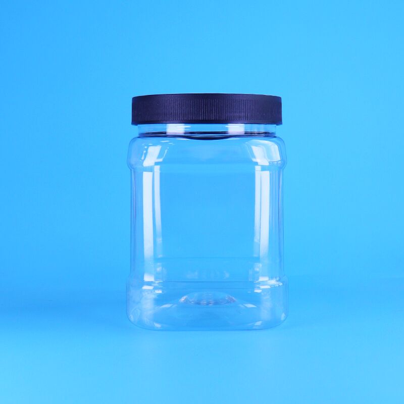 850ml Tarro de Plástico PET de Grado Alimenticio con Forma Cuadrada y Tapa de Rosca para Almacenamiento de Comida para Bebés y Caramelos