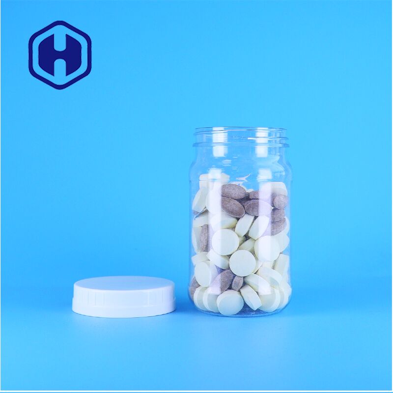 Almacenamiento de calidad alimenticia de primera calidad Jar de PET claro para salsas aperitivos dulces seguro elegante funcional