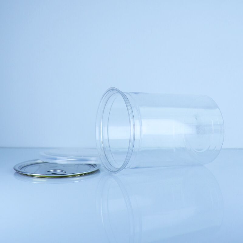 PET transparente para almacenamiento de alimentos galletas pasteles dulces nueces lata con tapa PE fácil de abrir