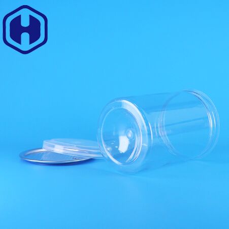 Botes redondos transparentes de plástico PET sin BPA para caramelos, yogur, alimentos para bebés y galletas con tapa de PE