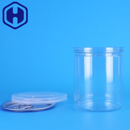 Tapa de fácil apertura de diseño personalizado para sellado de pozos, lata pequeña de plástico PET transparente para frutos secos y comida para bebés