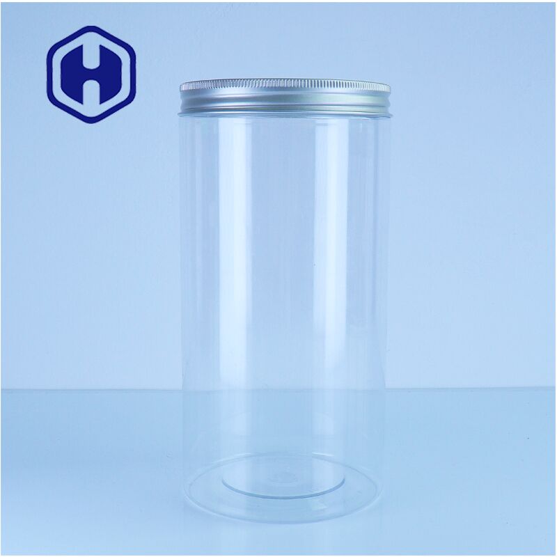 Jarrones de PET para alimentos transparentes libres de BPA con tapa de aluminio sin esfuerzo de almacenamiento