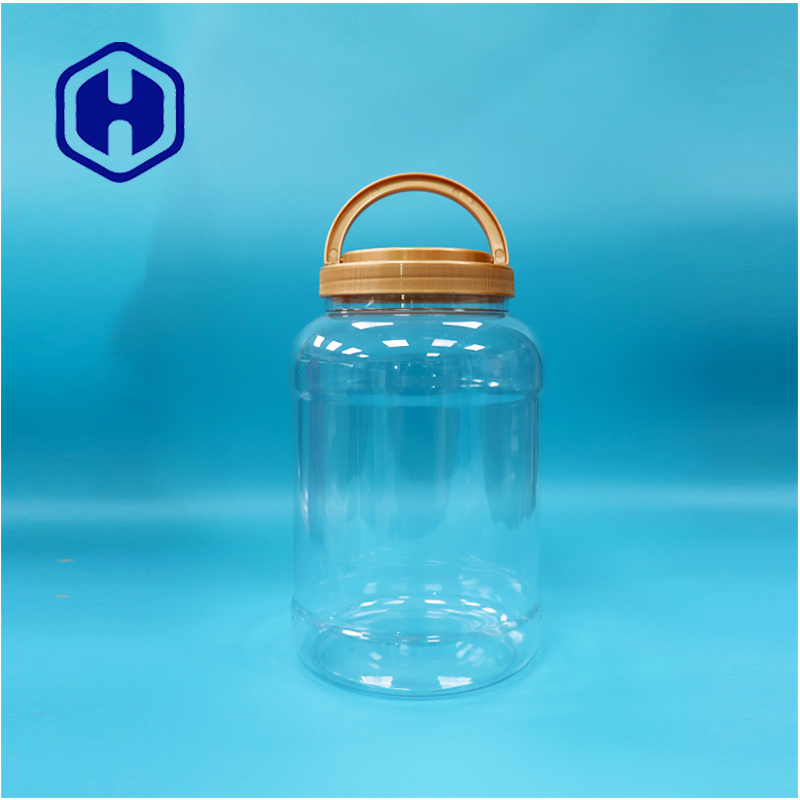 PET transparente redondo de plástico personalizado lata para nueces fruta seca dulces de grado alimenticio fácil tapa abierta