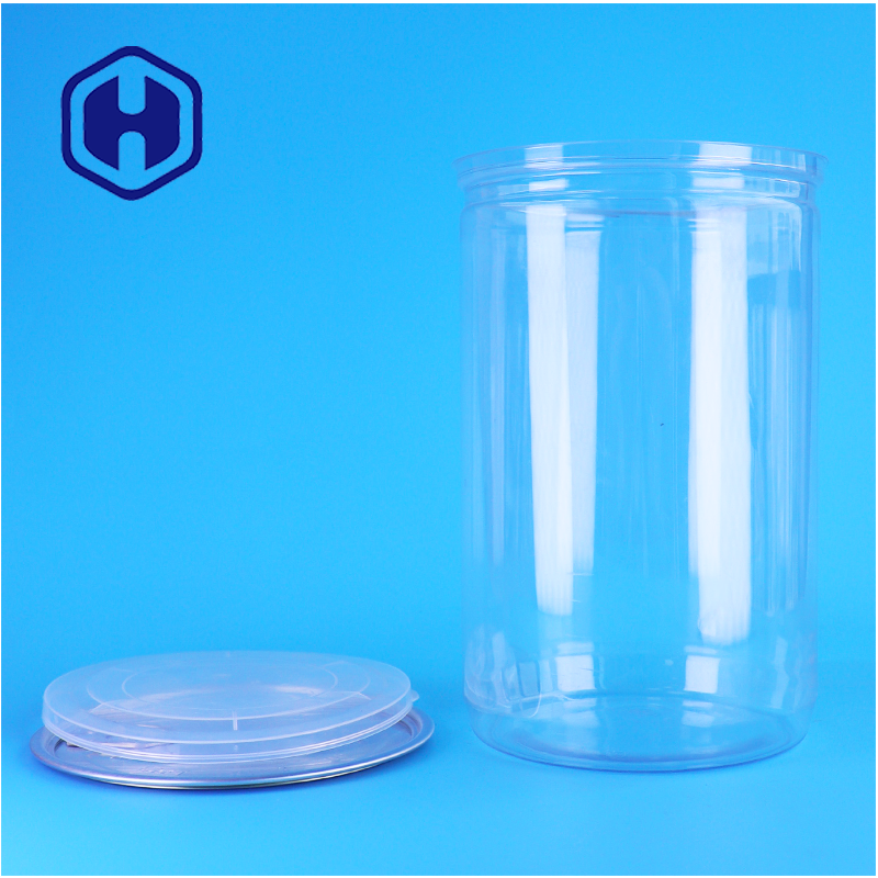 Contenedor de plástico PET redondo con tapa de aluminio especias Azúcar proteína en polvo fácil de verter