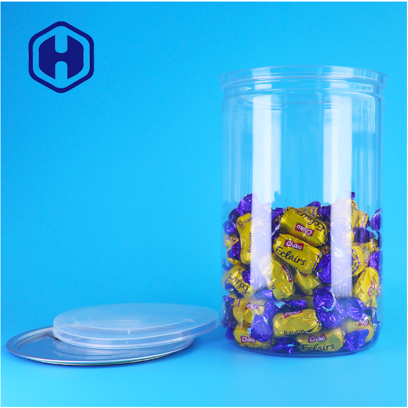 Contenedor de plástico PET redondo con tapa de aluminio especias Azúcar proteína en polvo fácil de verter