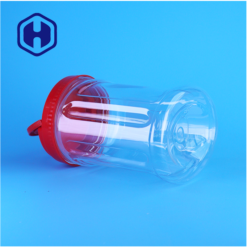 Calidad alimenticia PET transparente Para el almacenamiento de nueces Jar Handle Lid Manufacturer para el embalaje de maní de almendras
