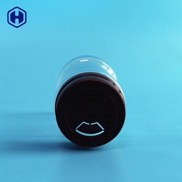 Tarro plástico transparente de la especia con tres el tipo tapa superior rotatoria de los agujeros