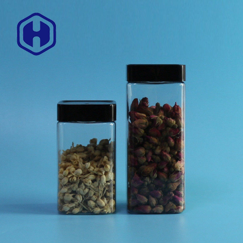 Arroz plástico de las galletas del tarro de la prueba vacía clara del escape que empaqueta el tarro del ANIMAL DOMÉSTICO del cuadrado de la comida 555ml