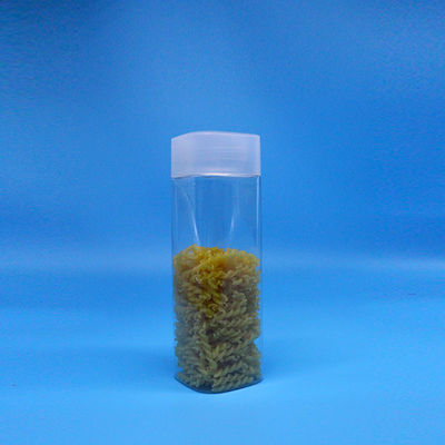 Boca ancha 600 ml Snack Food Dulce transparente Cuadrado Jarrones de plástico de PET tapa plana