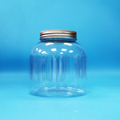 Envases de plástico PET transparentes ecológicos, caramelos redondos, envases de comida diaria, tapas de aluminio con tornillo