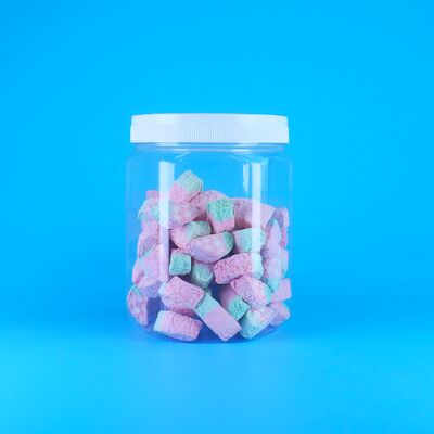 Hexagonal transparente PET plástico de leche de coco de azúcar de la tableta de la vitamina de la tableta Jar de tornillo tapa