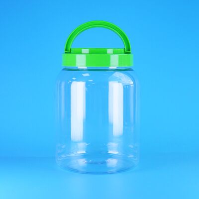 Tarro de plástico redondo PET con tapa de rosca para carga de alimentos transparentes, galleta de mantequilla y algodón de azúcar