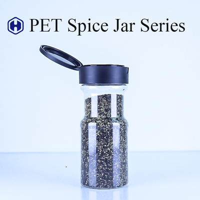 En general, las botellas de especias de PET personalizadas son claras, con una tapa flexible de PP, y las botellas de condimentos OEM