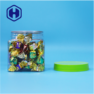 PET hermético de plástico cuadrado transparente Jar de plástico de tornillo alimenticio dulces galletas de grado alimenticio