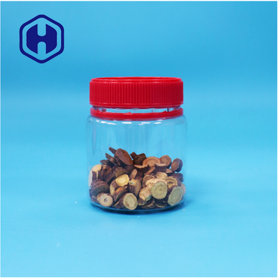 Jarrones de almacenamiento de nueces dulces de plástico PET con tapa roja transparente