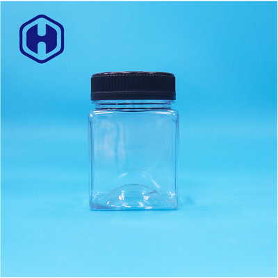 Tarro de embalaje de plástico PET transparente cuadrado con agarre hermético sin BPA para caramelos, galletas y frutos secos