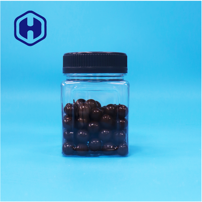 Tarro de embalaje de plástico PET transparente hermético cuadrado con agarre para nueces, galletas y caramelos sin BPA